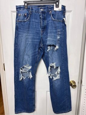 Aeropostale Women's Blue Distressed Relaxed Jeans